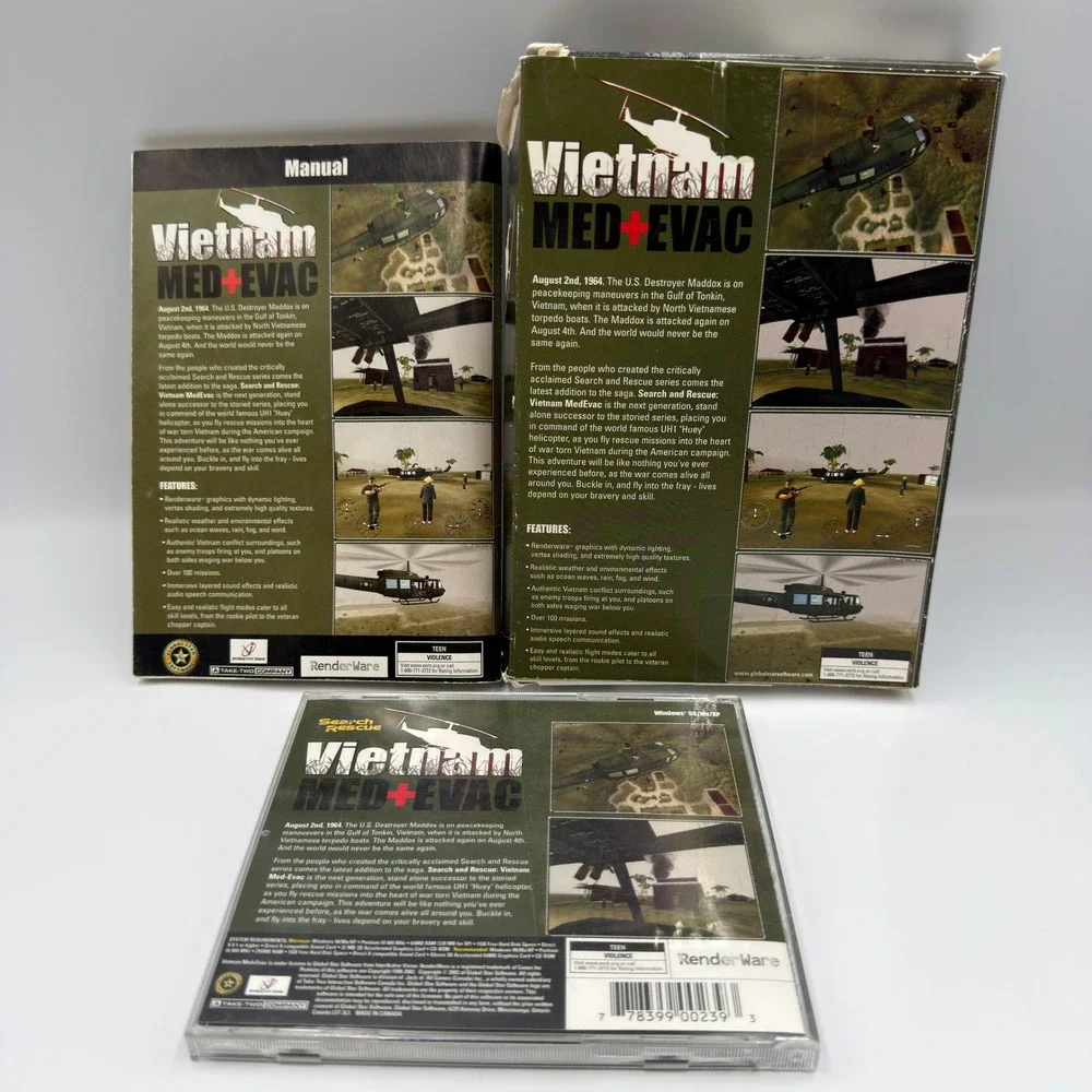 Search & Rescue Vietnam Med+Evac PC Game Big Box Complete Huey Helicopter Sim